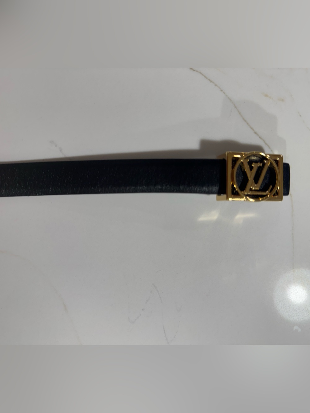 Louis Vuitton Black Leather Belt with Gold LV Signature Buckle - Picture 4 of 7